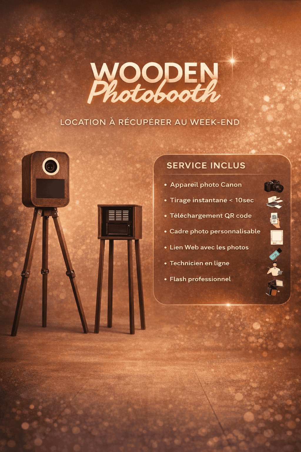 Wooden Photobooth anniversaire location
