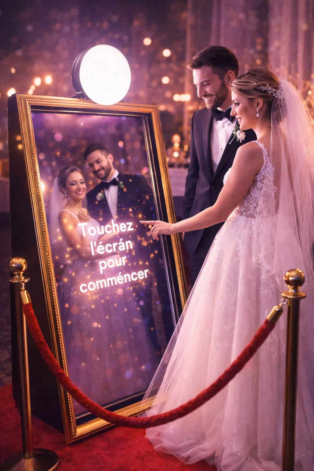 Location photobooth mariage Bordeaux — tirages illimités, tapis rouge